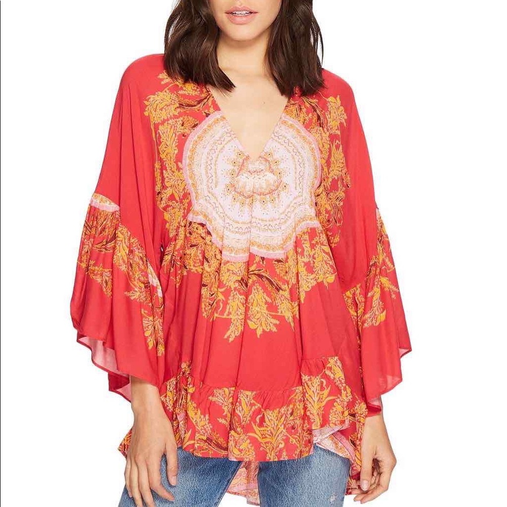 Free People Sunset Dreams Printed Tunic Size Medium